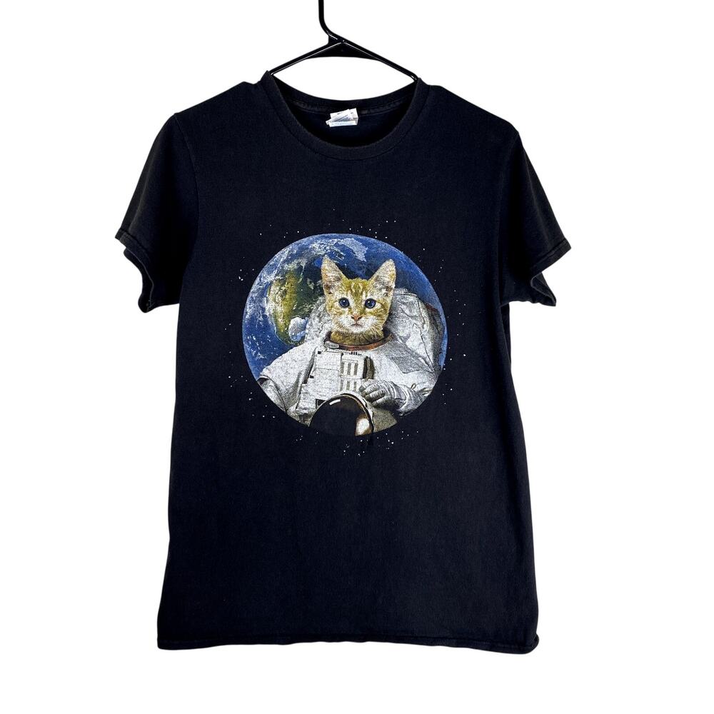 Vtg y2k space kitty astronaut cute funny grunge graphic t shirt unisex small